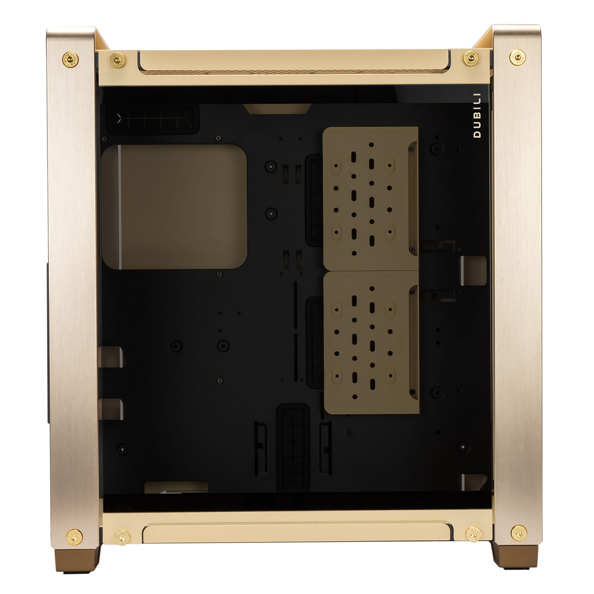 Gabinete Gamer IN WIN DUBILI GOLD E-ATX Full Torre 4 Fan Cristal Templado USB-C Dorado IW-CS-DUBILIMOD-GLD 