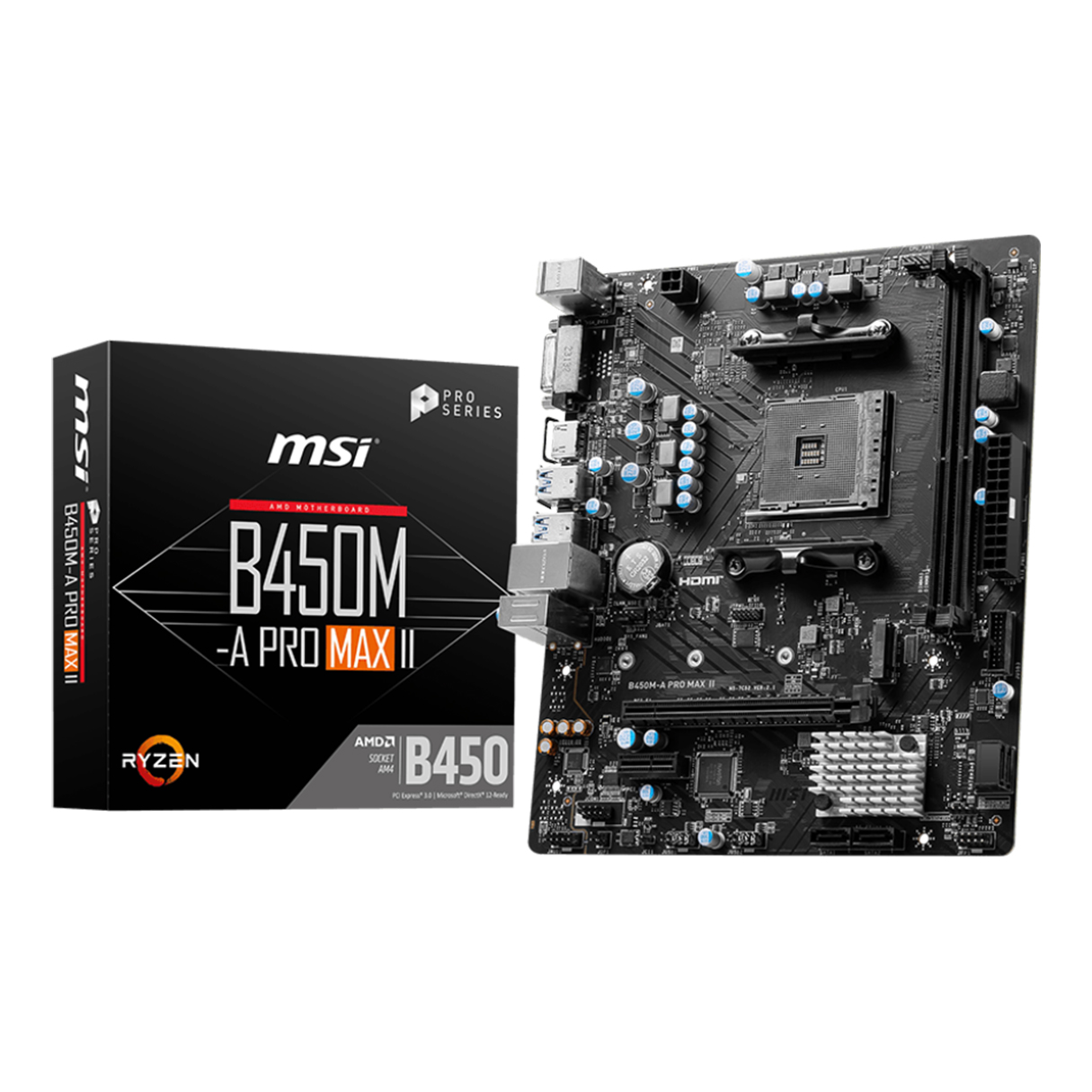Tarjeta Madre MSI B450M-A PRO MAX II AMD AM4 2x DDR4 M.2 PCIe 3.0 Micro ATX