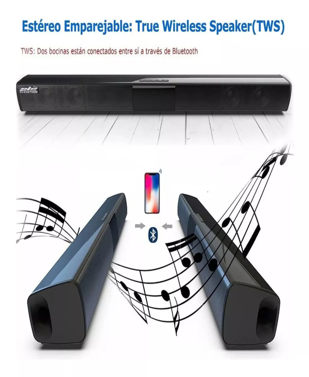 Barra De Sonido Eleoption Bs-28b Bocina Bluetooth Recargable