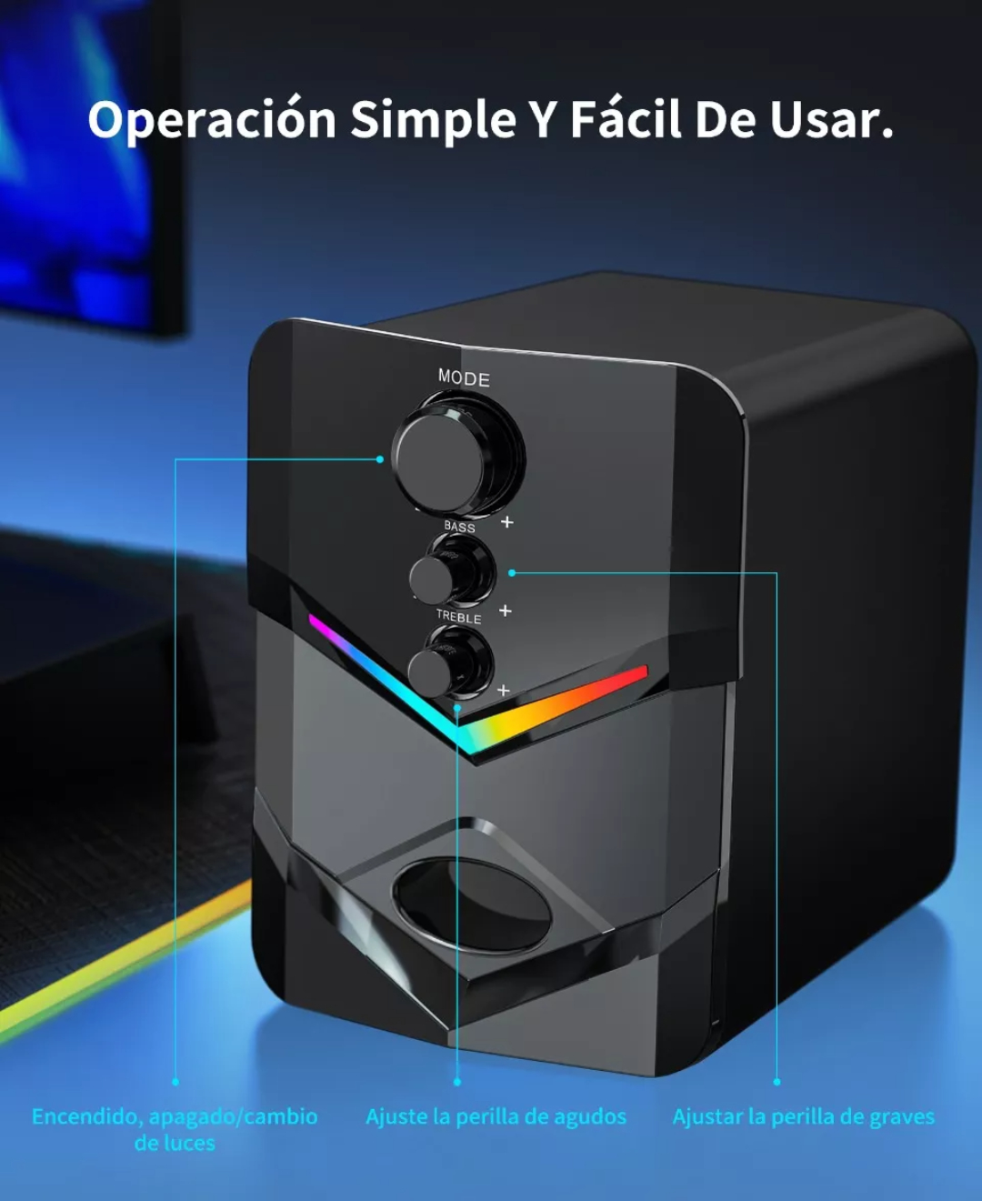 Bocinas Para Pc Subwoofer Bluetooth Luces Led Con Gamer/tv