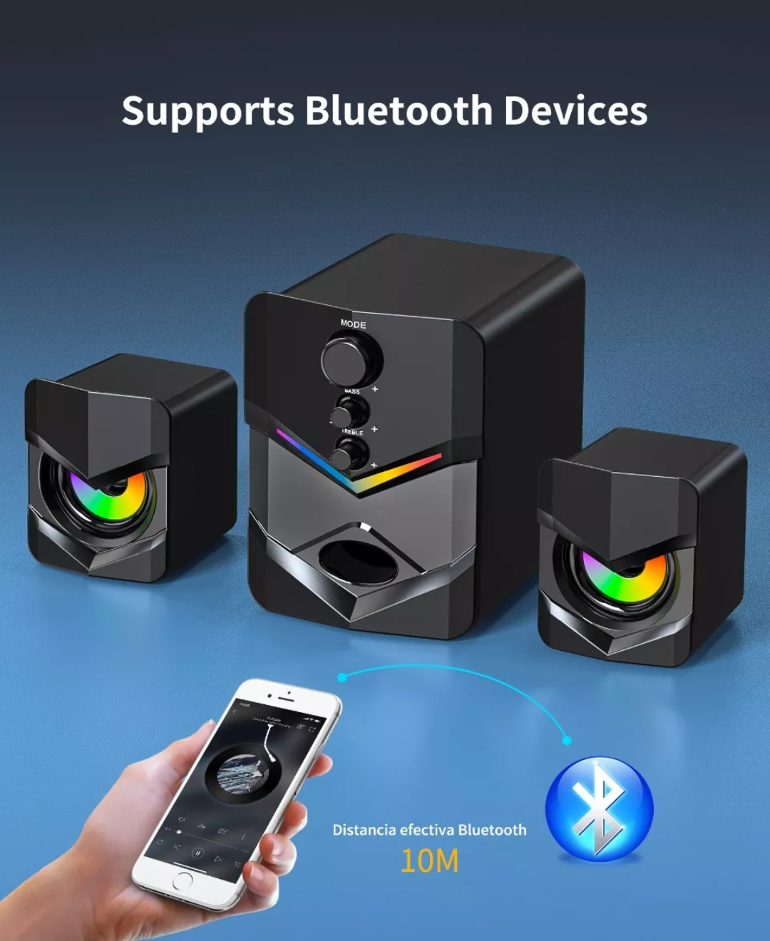 Bocinas Para Pc Subwoofer Bluetooth Luces Led Con Gamer/tv