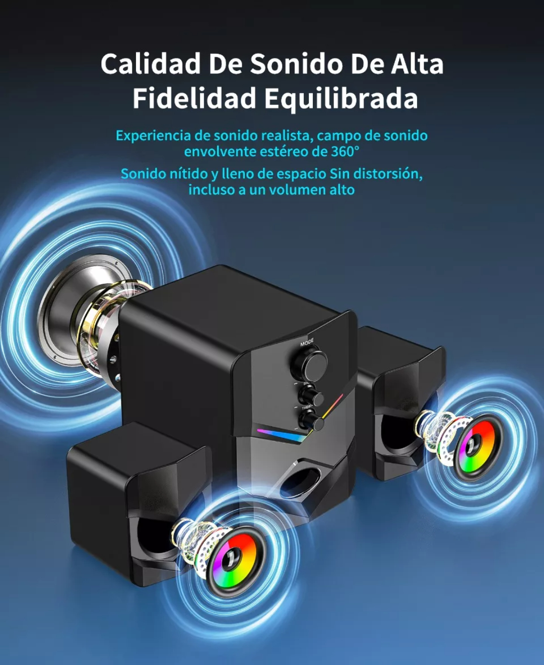 Bocinas Para Pc Subwoofer Bluetooth Luces Led Con Gamer/tv