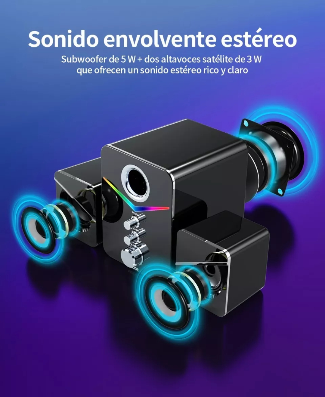Tone Joy Bocinas Con Subwoofer Con Luces Rgb Led Para Pc/tv
