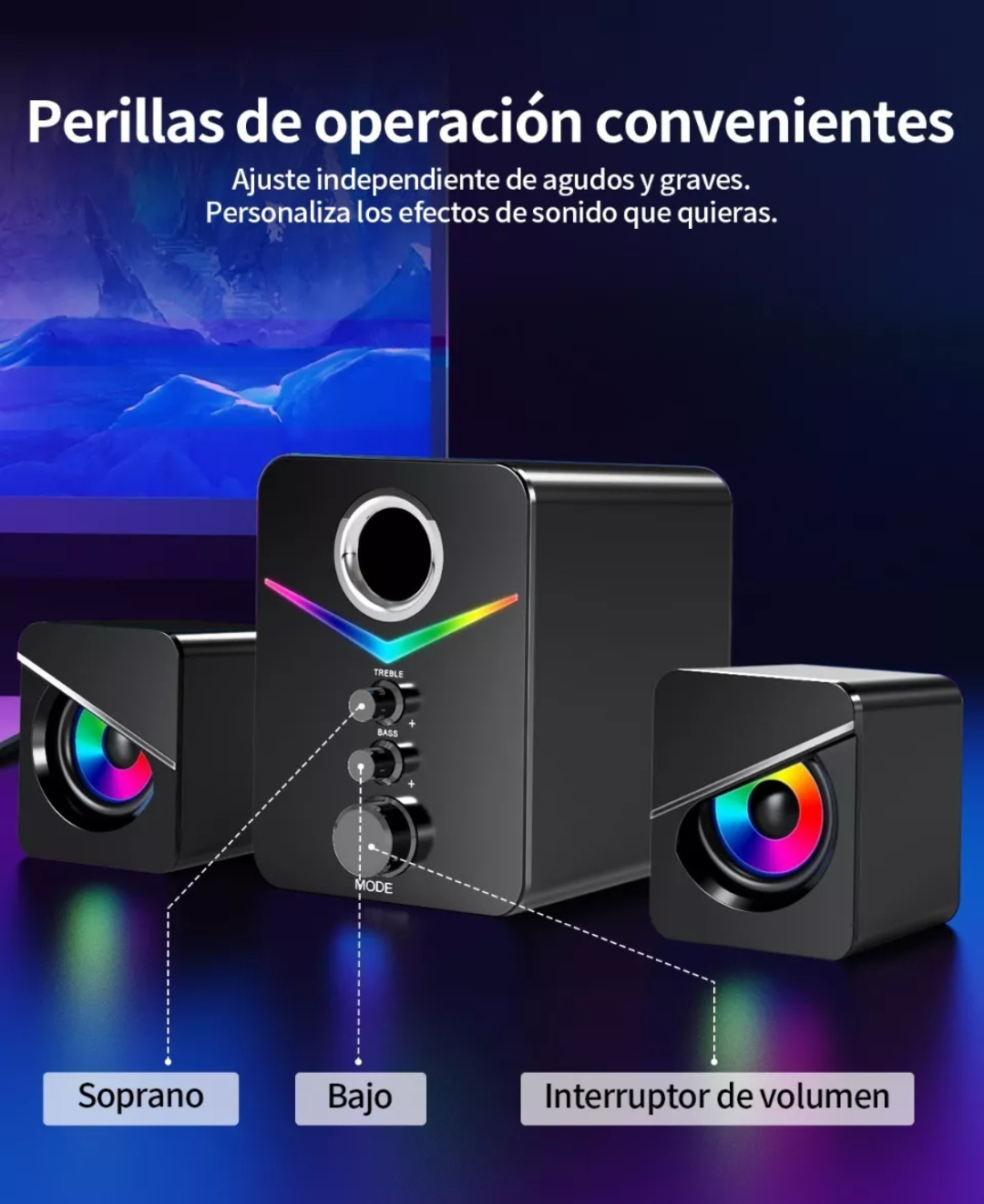 Tone Joy Bocinas Con Subwoofer Con Luces Rgb Led Para Pc/tv