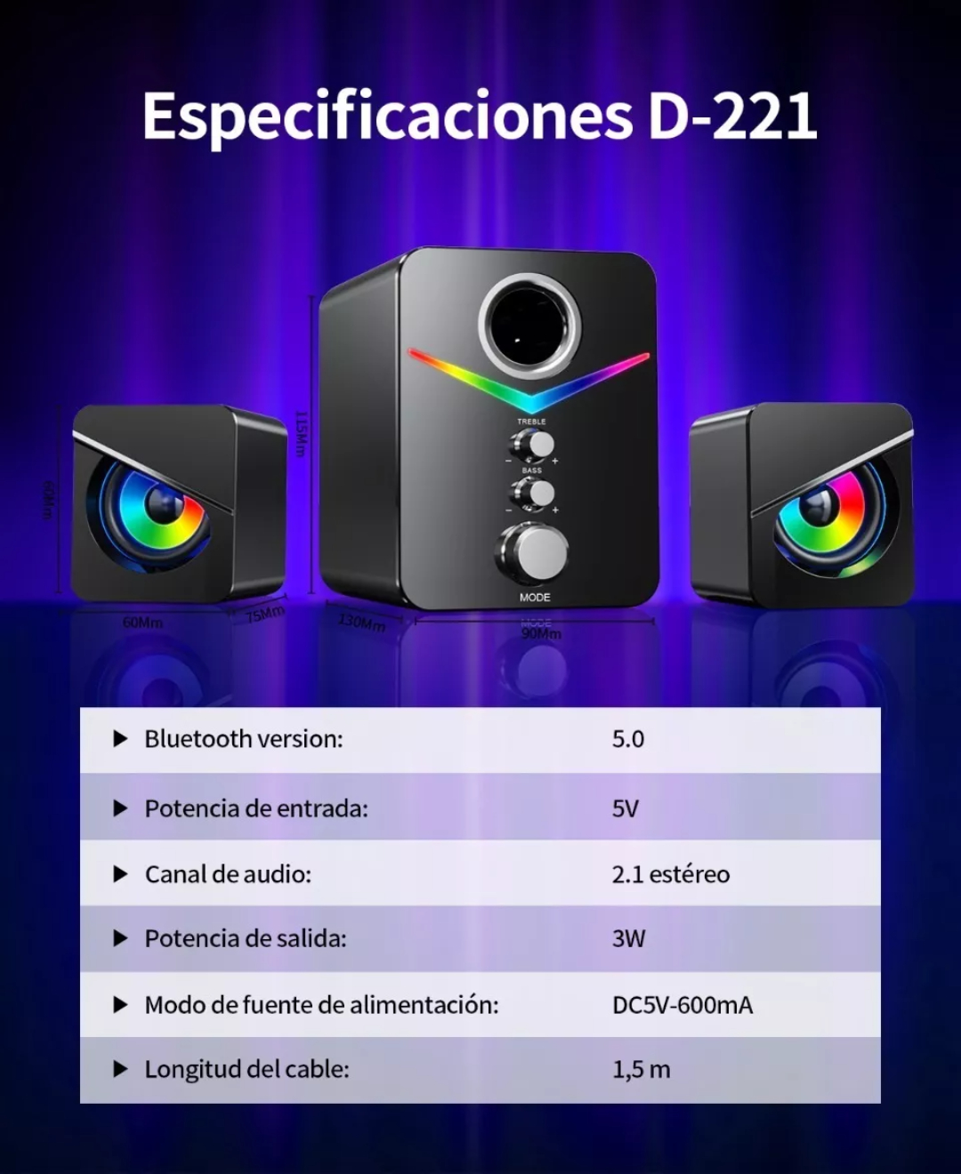 Tone Joy Bocinas Con Subwoofer Con Luces Rgb Led Para Pc/tv