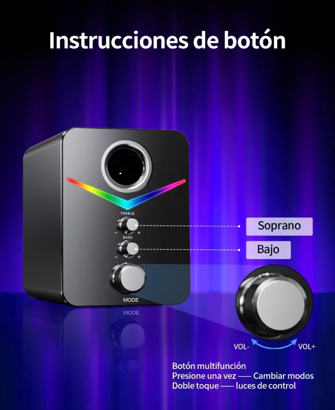 Tone Joy Bocinas Con Subwoofer Con Luces Rgb Led Para Pc/tv