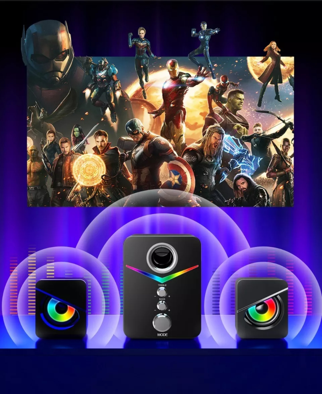 Tone Joy Bocinas Con Subwoofer Con Luces Rgb Led Para Pc/tv