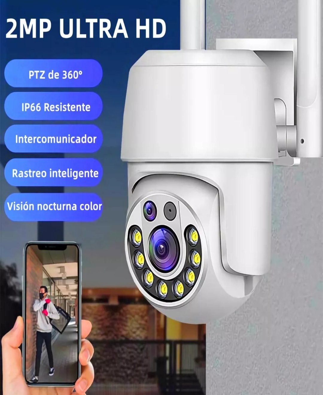 6 Camaras De Seguridad Wifi Exterior 1080P Inalambrica Con Vision Nocturna  Video