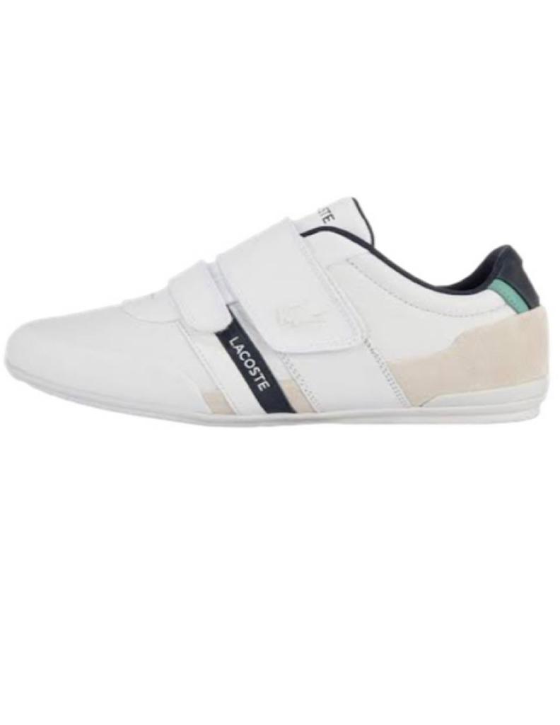 TENIS LACOSTE MISANO STRAP BLANCO CON GRIS Y BEIGE PARA HOMBRE DE PIEL