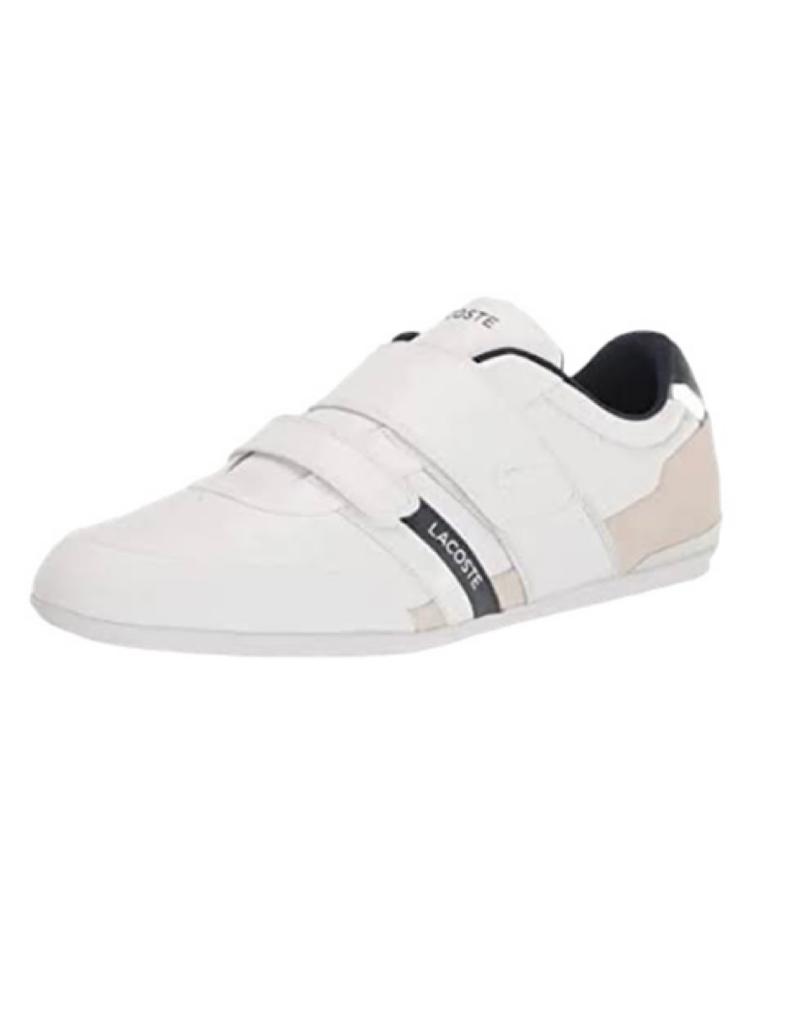 TENIS LACOSTE MISANO STRAP BLANCO CON GRIS Y BEIGE PARA HOMBRE DE PIEL