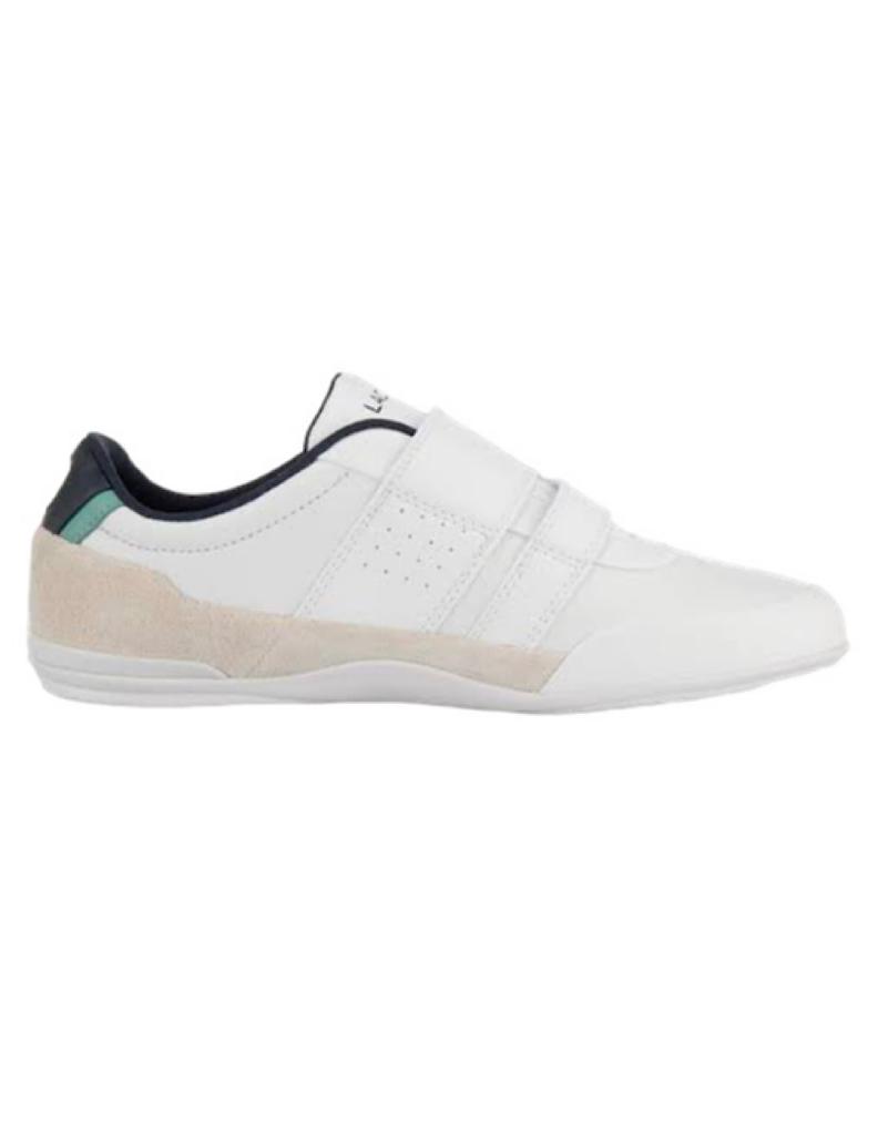 TENIS LACOSTE MISANO STRAP BLANCO CON GRIS Y BEIGE PARA HOMBRE DE PIEL