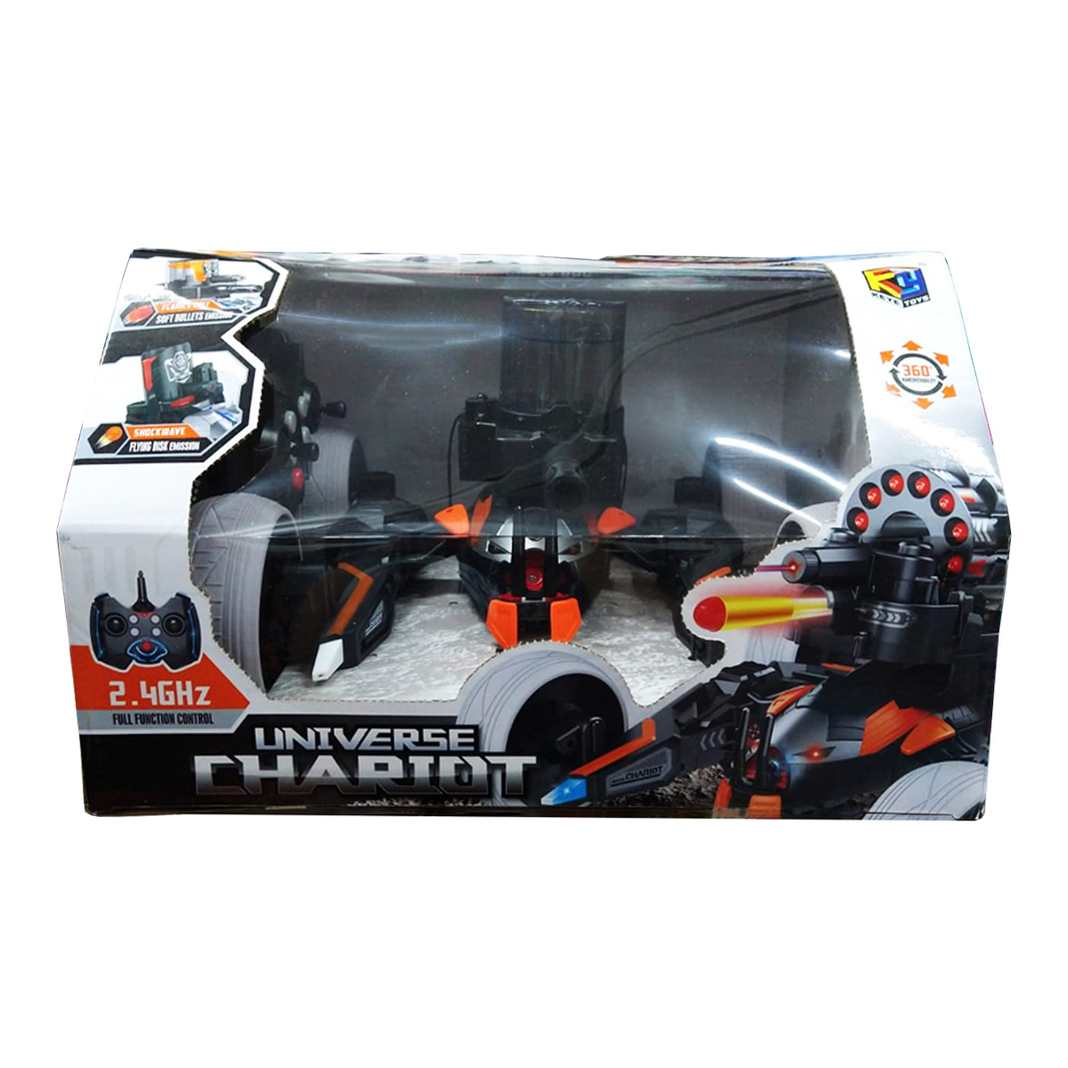 Coche Juguete a Control Remoto Universe Chariot con Lanzador y Laser Naranja