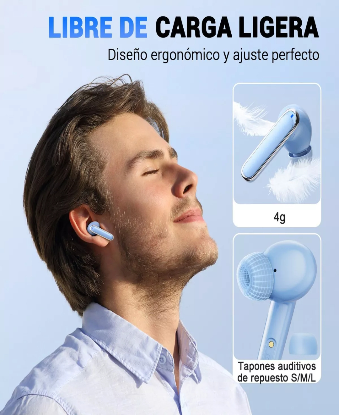 Audífonos in-ear inalámbricos Fitpolo True Wireless Earbuds FlyPods azul