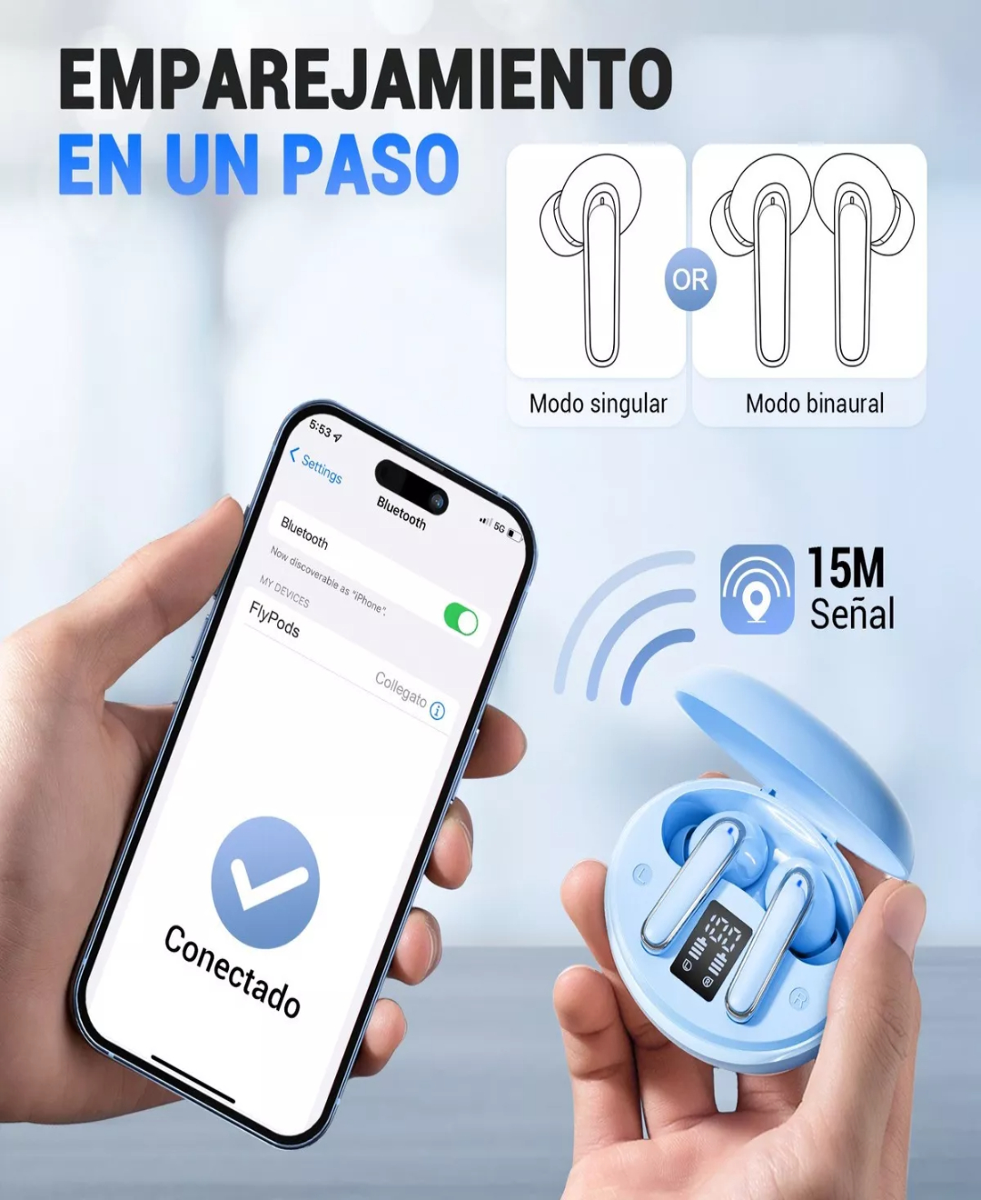 Freshfun S19 Audífonos Bluetooth Inalámbricos. Color Azul