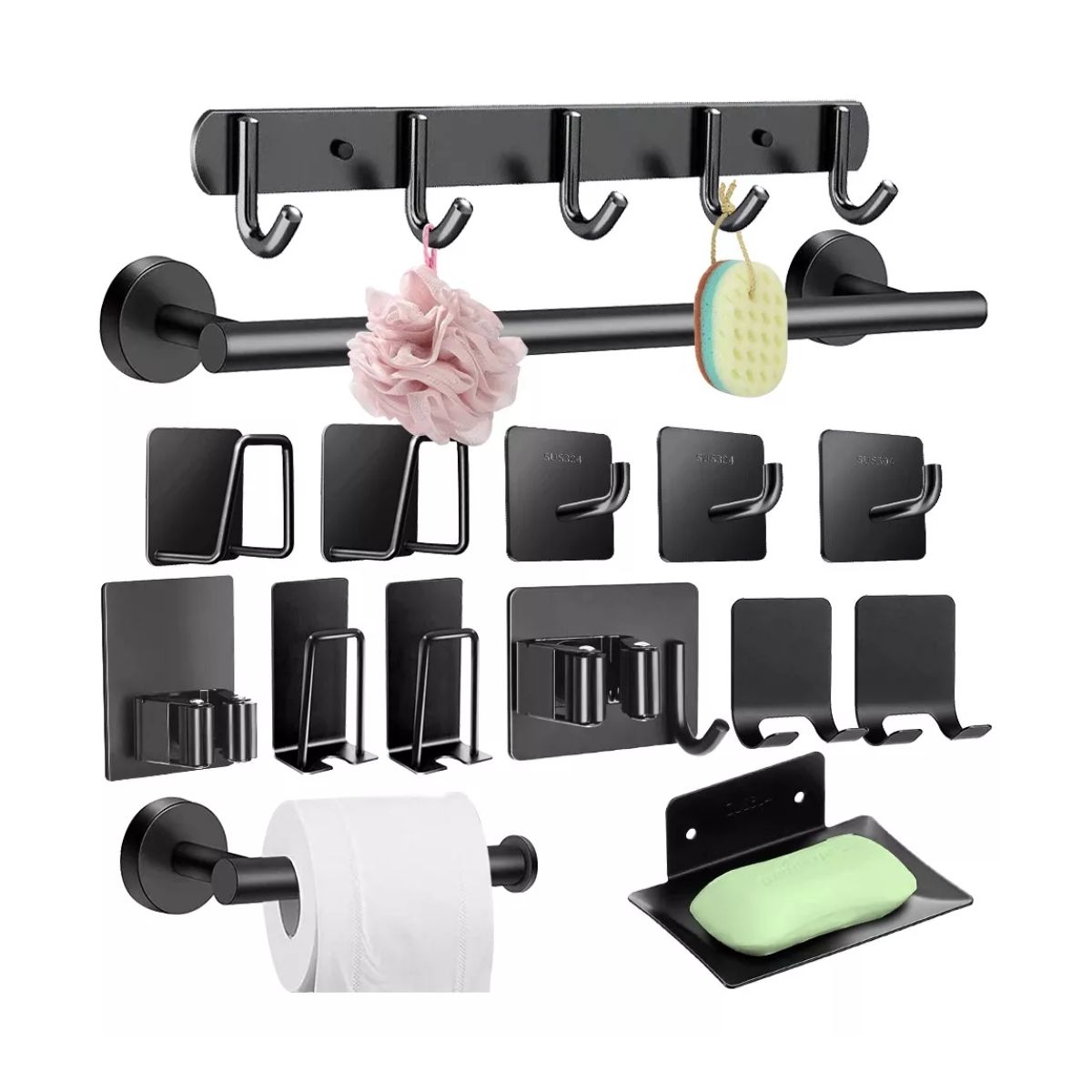 Set X4 Kit Accesorios Baño Acero Inox Estante Repisa Toaller