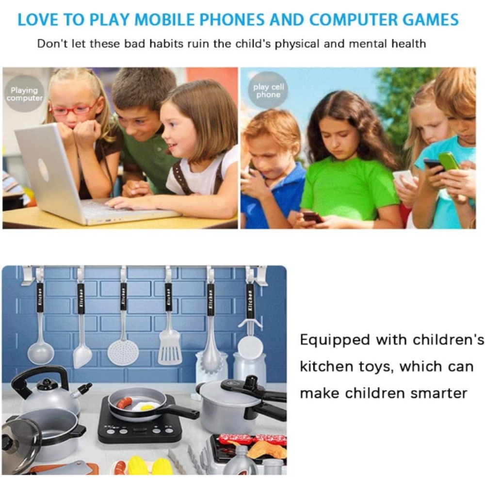 Juego de cocina infantil didáctico 36 pzas con sonido