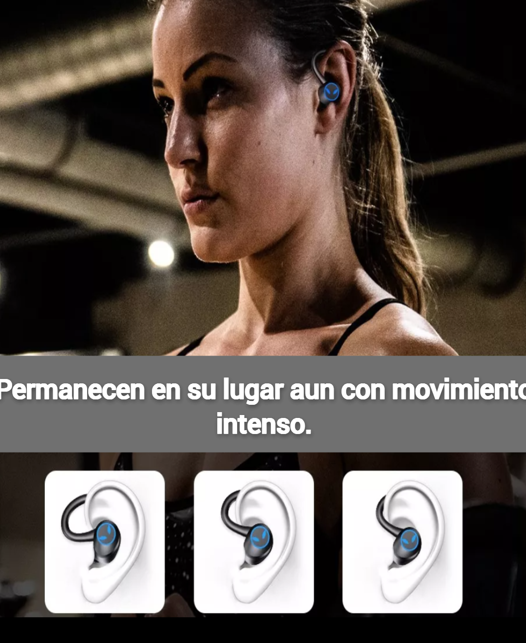Auriculares Deportivos Inalámbricos Bluetooth 5.3 Con Gancho Negros