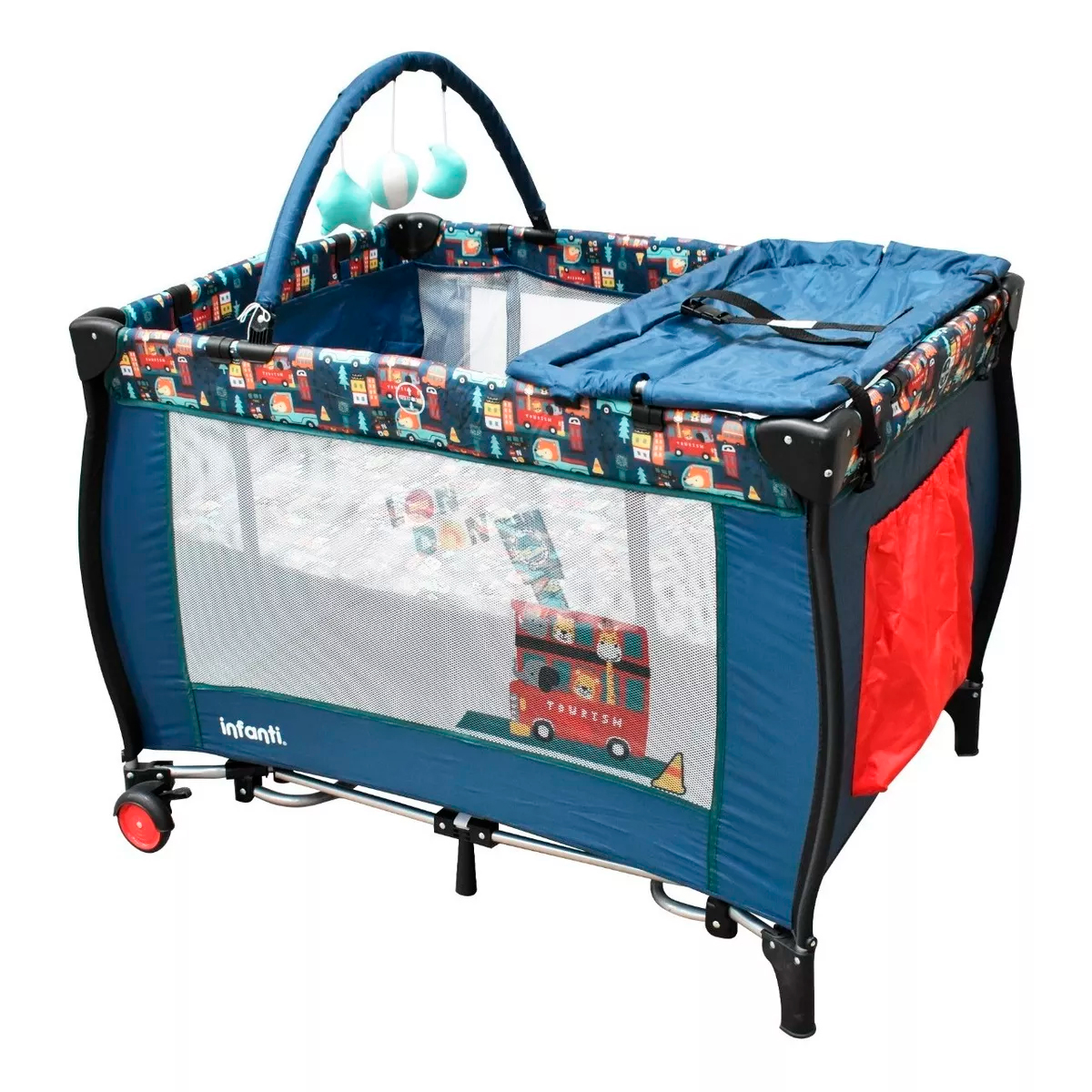 Cuna Corral Mecedora Infanti Miami London Blue Azul