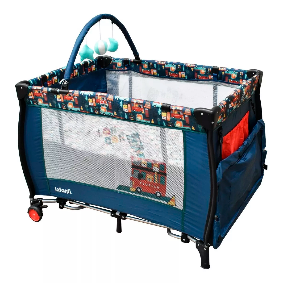 Cuna Corral Mecedora Infanti Miami London Blue Azul