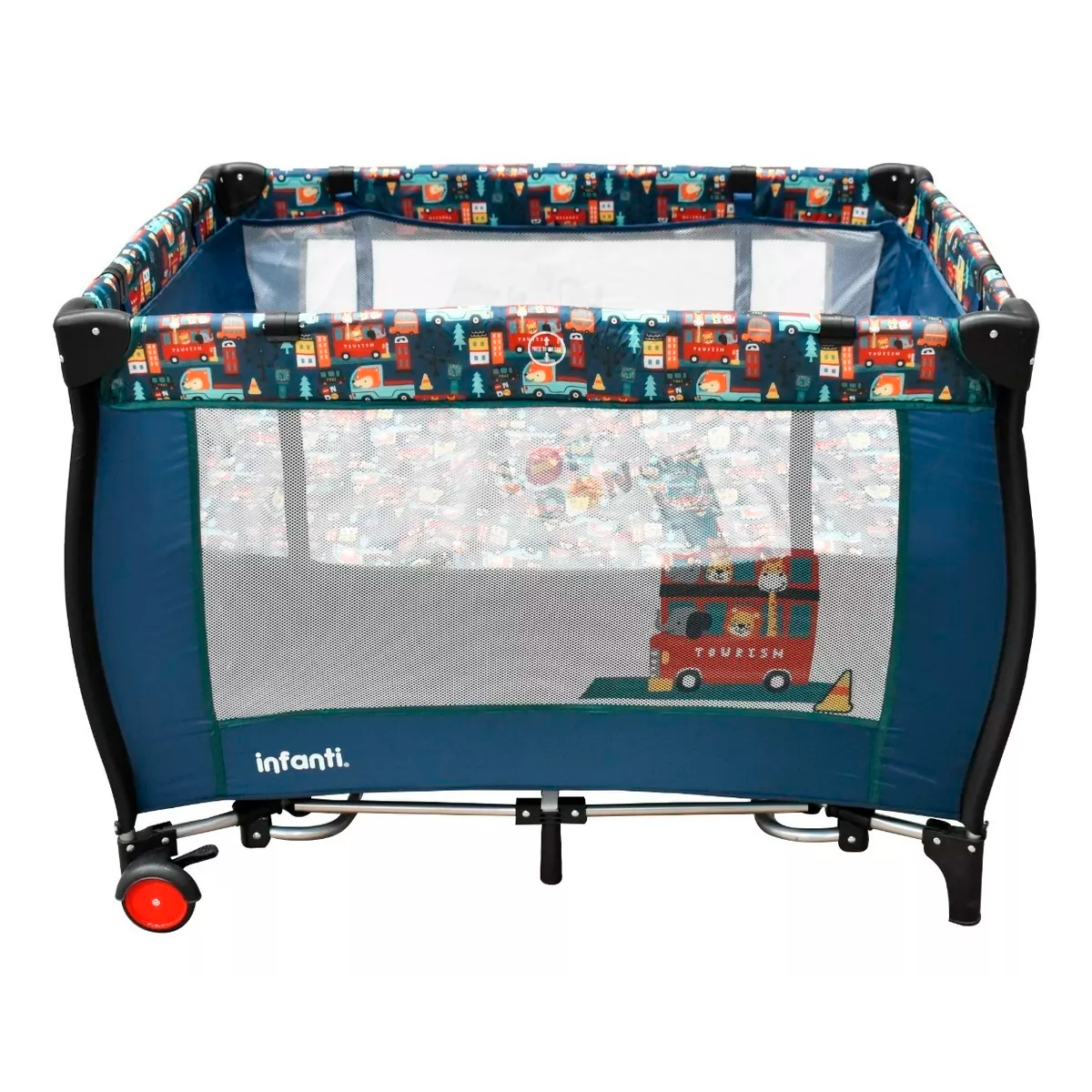 Cuna Corral Mecedora Infanti Miami London Blue Azul