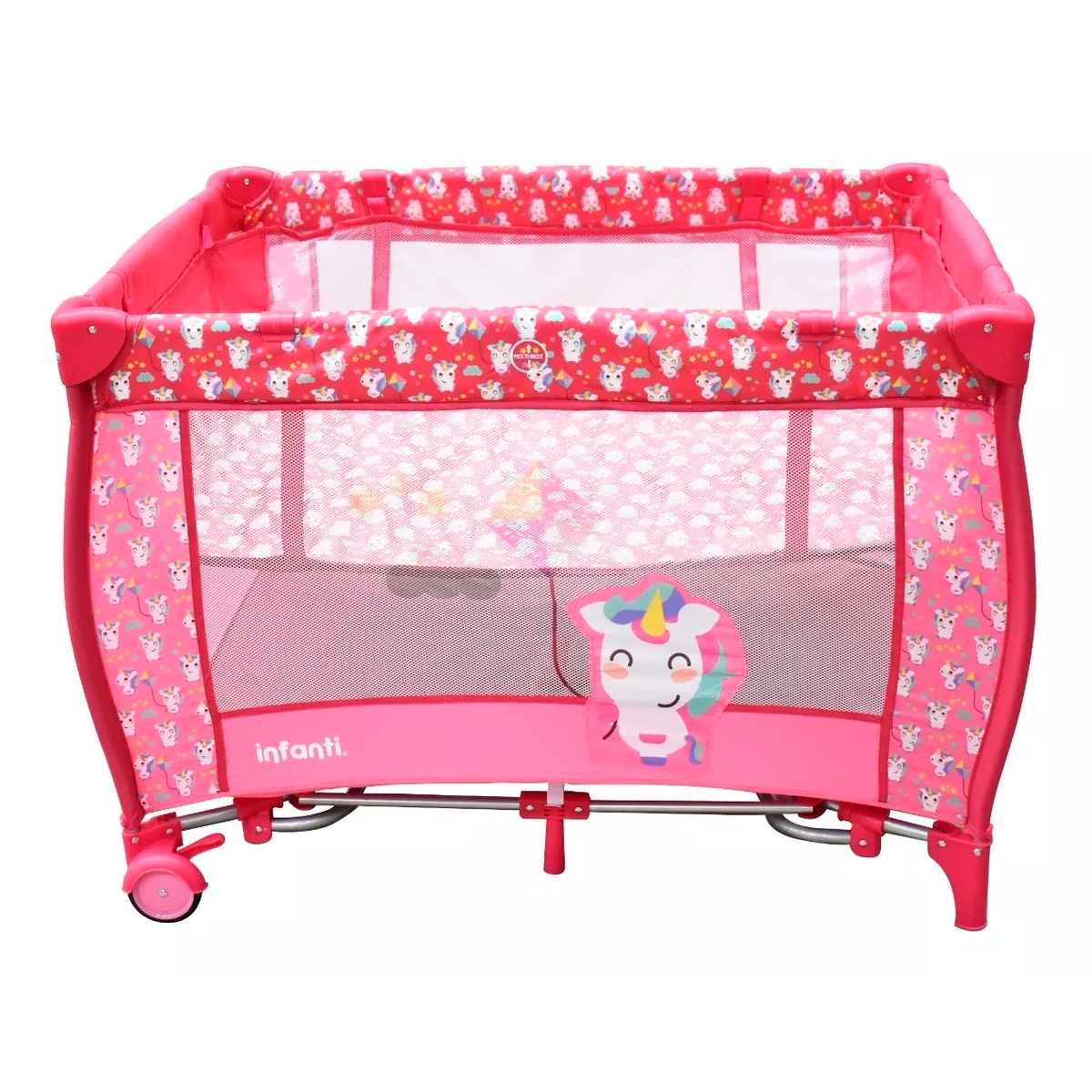 Cuna Corral Mecedora Infanti Miami Pink Unicornio Rosa