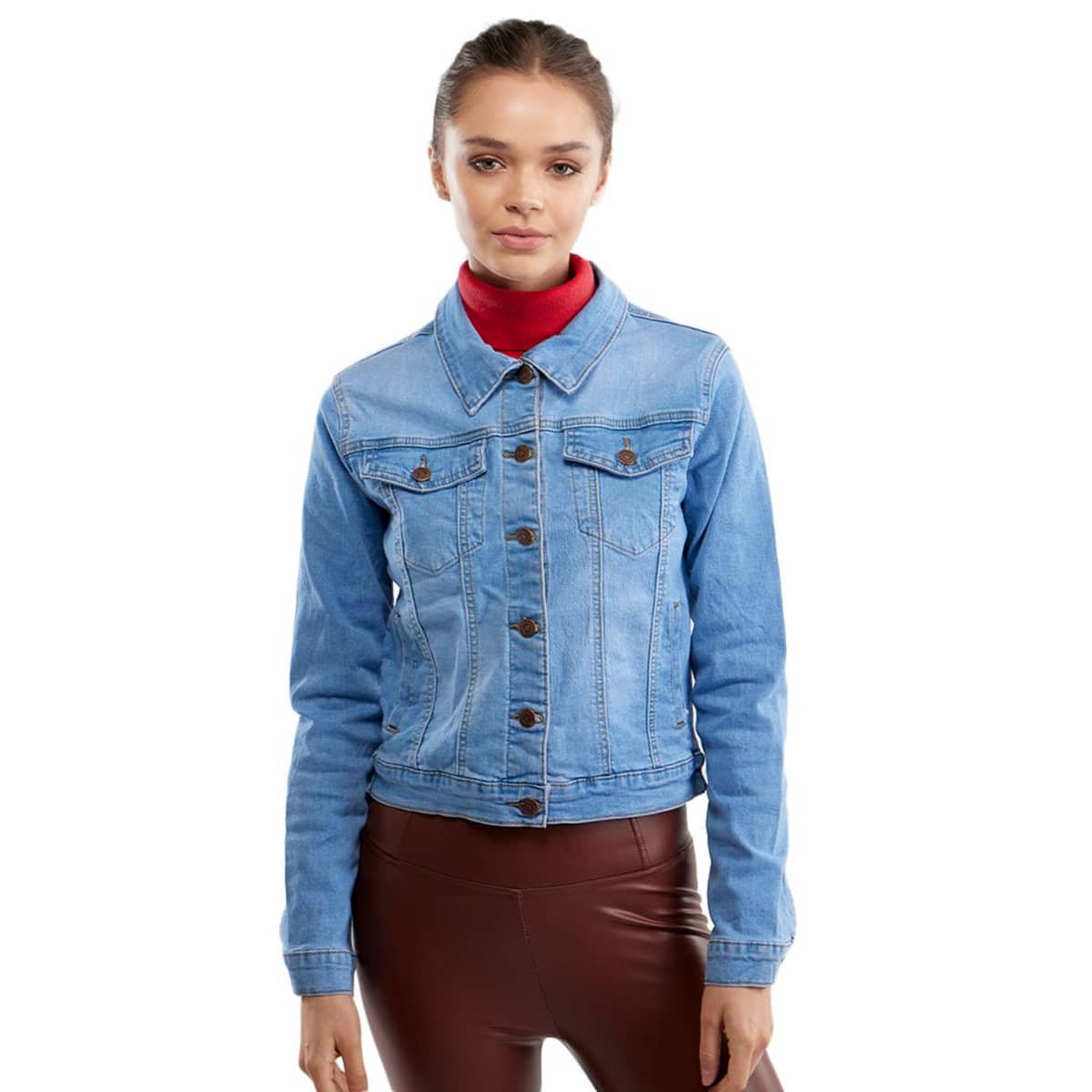Chamarra marca Holly Land de mezclilla azul o denim, para mujer, mod. 1093511