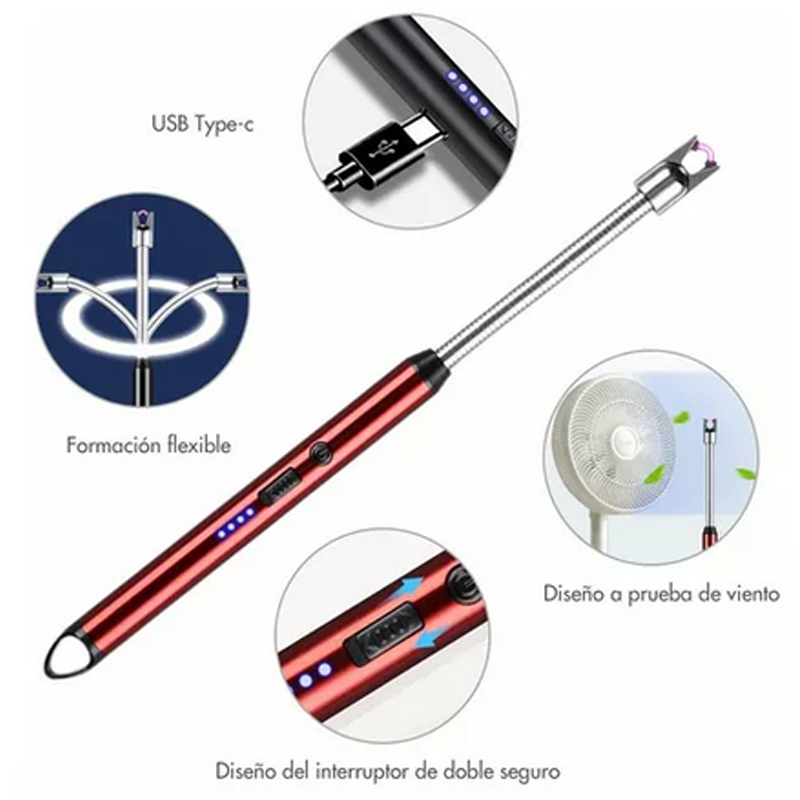 Encendedor Eléctrico Recargable Seguro Usb Cocina Multiusos