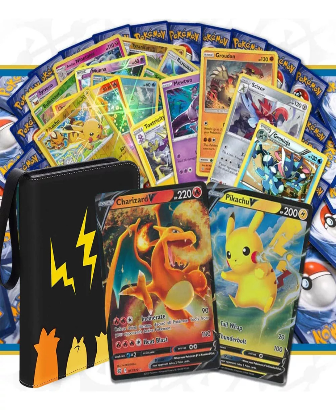 90 Tarjetas Juegos Cartas Pokémon Tcg Foil Español Y Carpeta