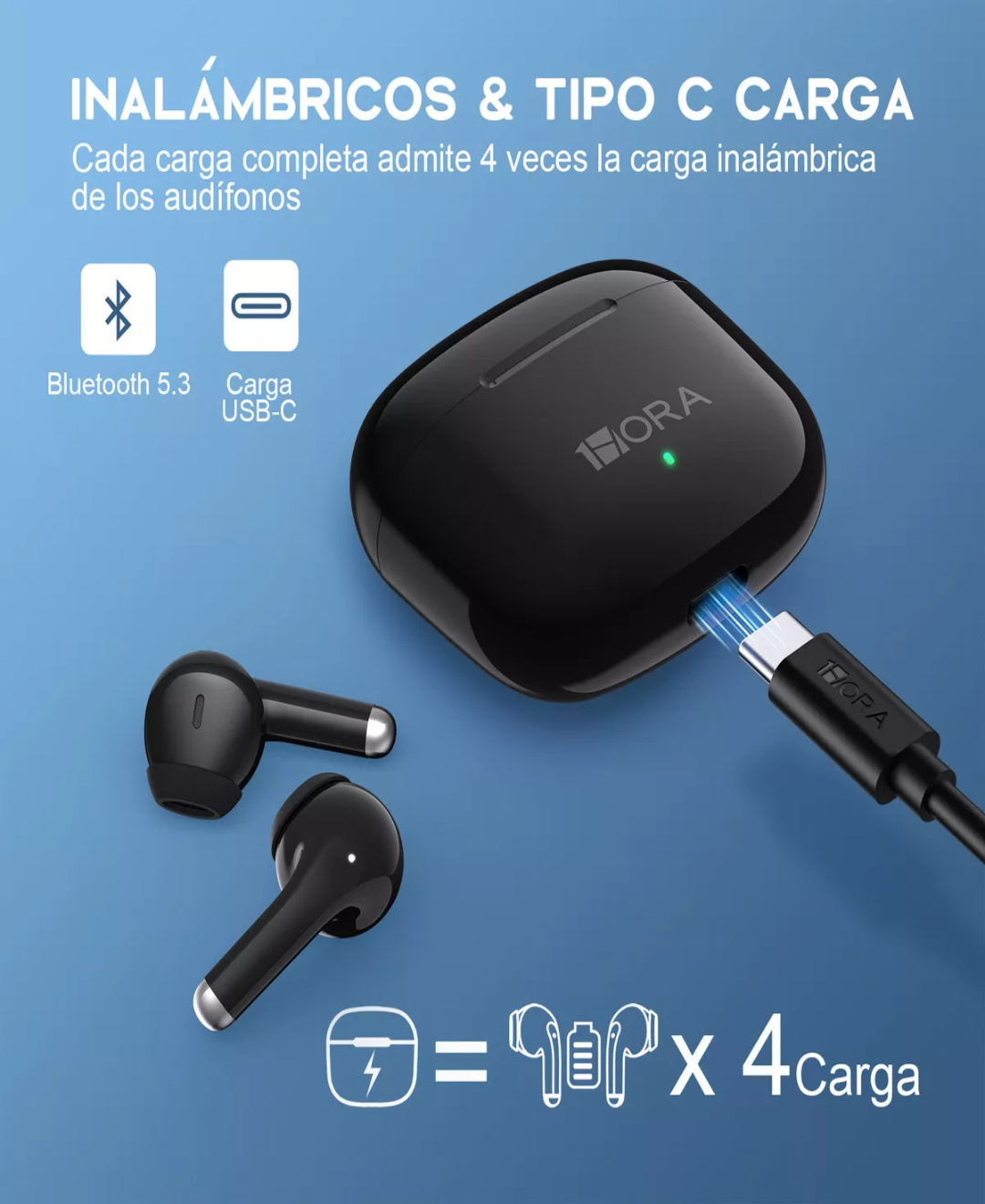 Audífonos In-ear Inalámbricos, Audifonos Bluetooth 5.3 Auriculares Inalámbricos In-Ear Audífonos con Micrófono 1Hora Aut203