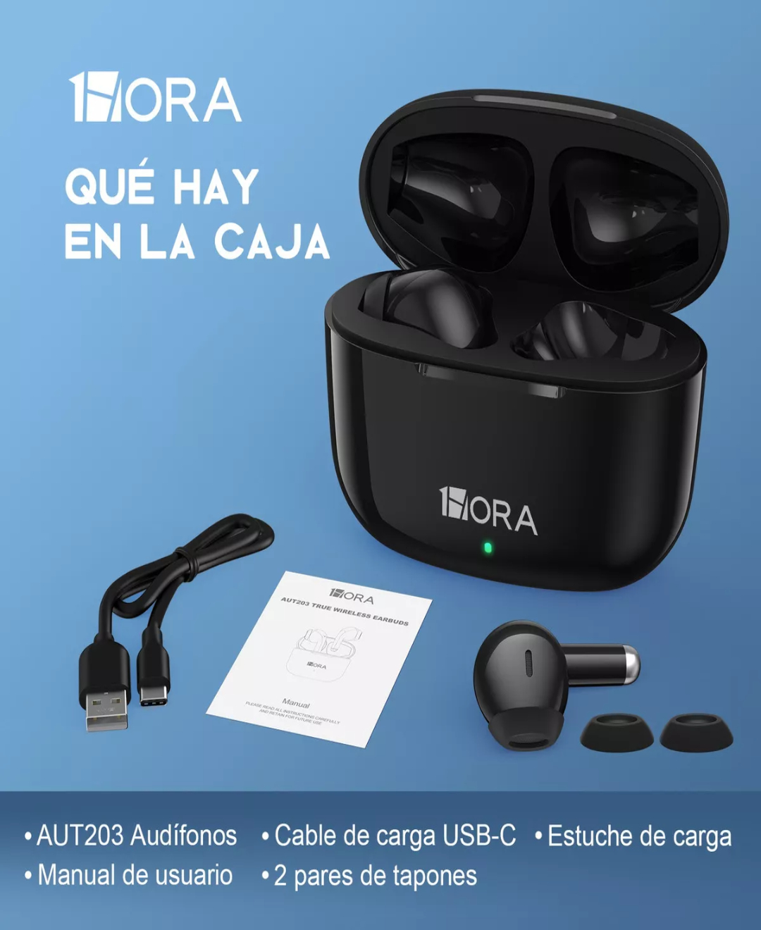 Audífonos In-ear Inalámbricos, Audifonos Bluetooth 5.3 Auriculares Inalámbricos In-Ear Audífonos con Micrófono 1Hora Aut203