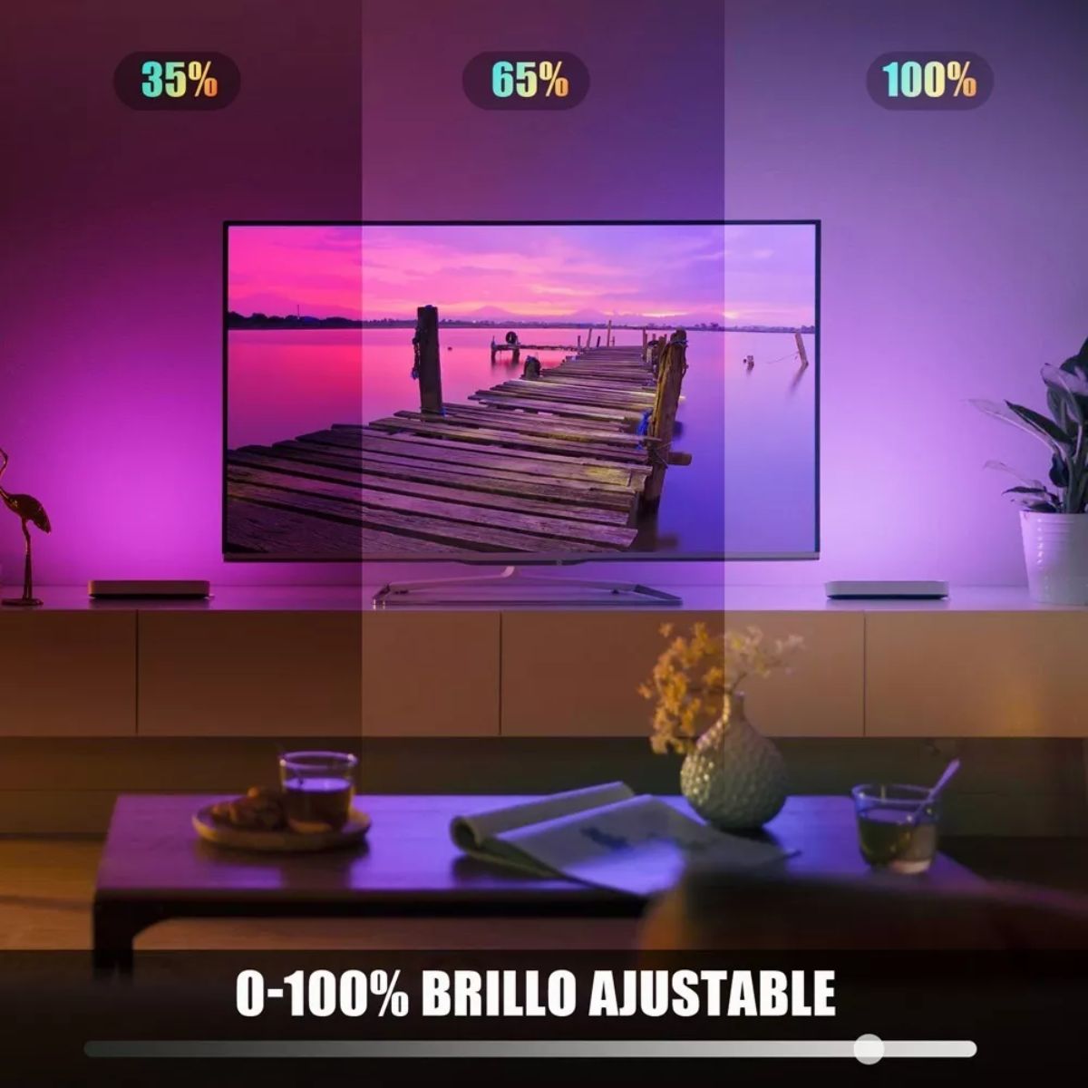 Tira de luz led de 2 metros control por bluetooth