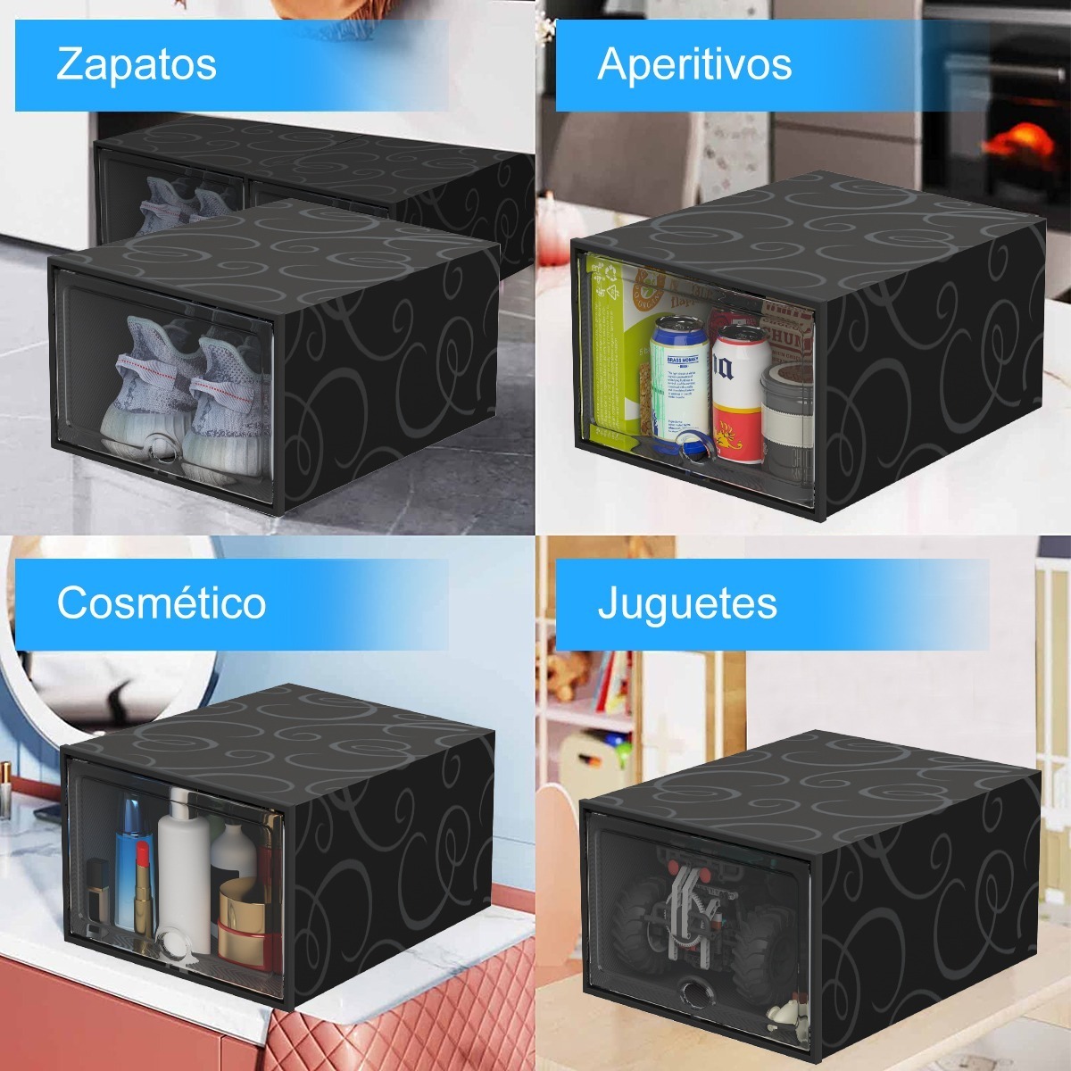 Cajas Organizadoras Zapatos Apilables Almacenaje 6 Piezas