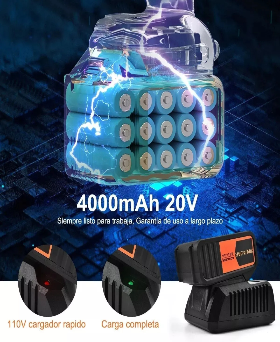 Llave De Impacto Goxawee Inalámbrica De 20v Con 2 Baterías