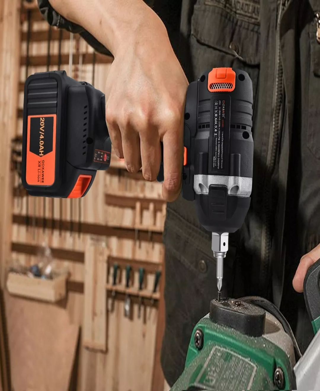 Llave De Impacto Goxawee Inalámbrica De 20v Con 2 Baterías