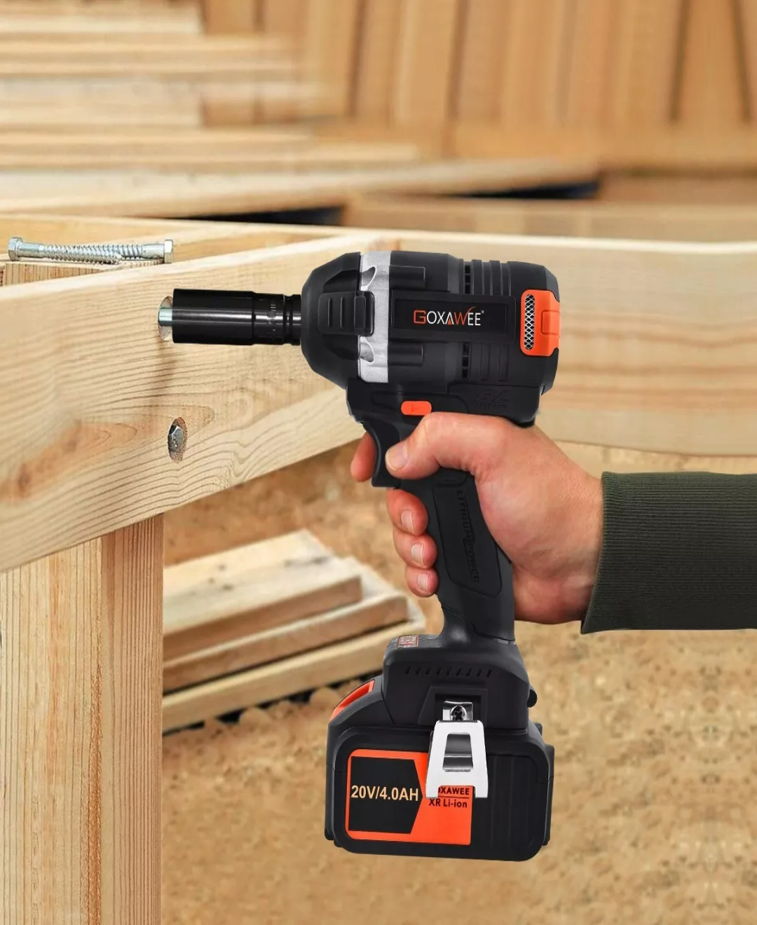 Llave De Impacto Goxawee Inalámbrica De 20v Con 2 Baterías