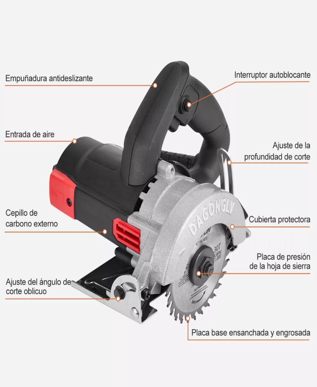 Sierra Circular Eléctrica Para Cortar Madera 1200w+cuchilla