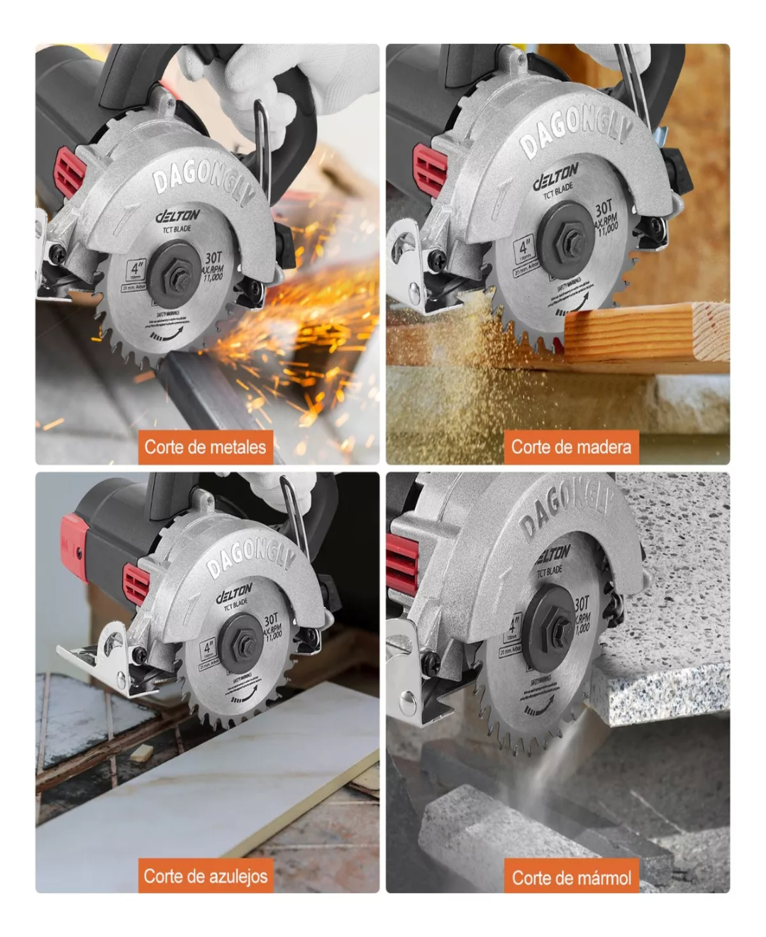 Sierra Circular Eléctrica Para Cortar Madera 1200w+cuchilla