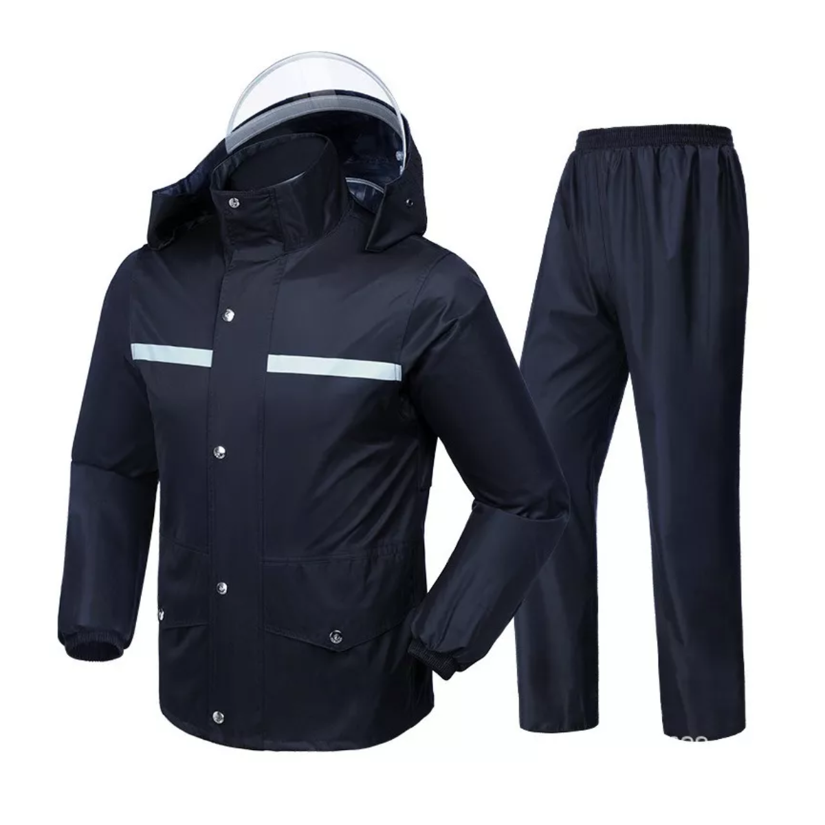 Impermeable Para Motociclista Reflejante Reforzado/negro XXXL