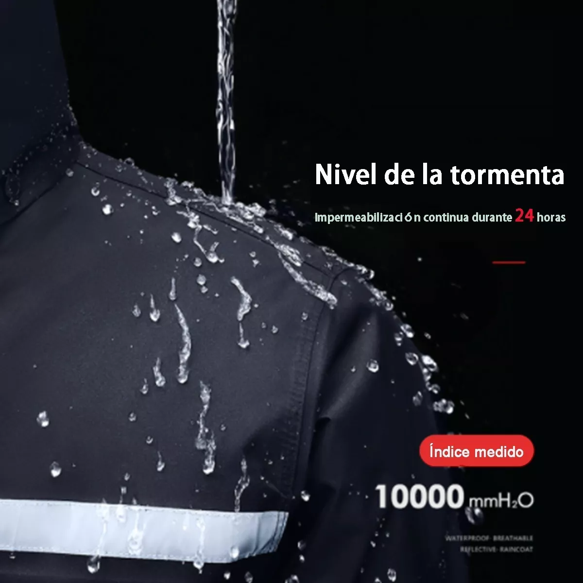 Impermeable Para Motociclista Reflejante Reforzado/negro 4XL