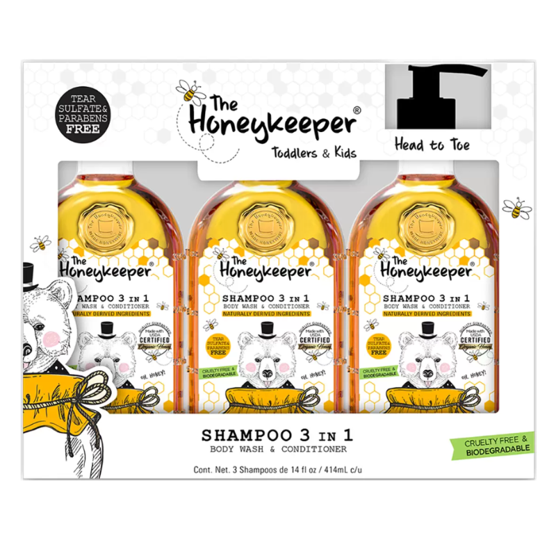 The Honeykeeper Shampoo 3 en 1 con miel 3 pzas de 700 ml