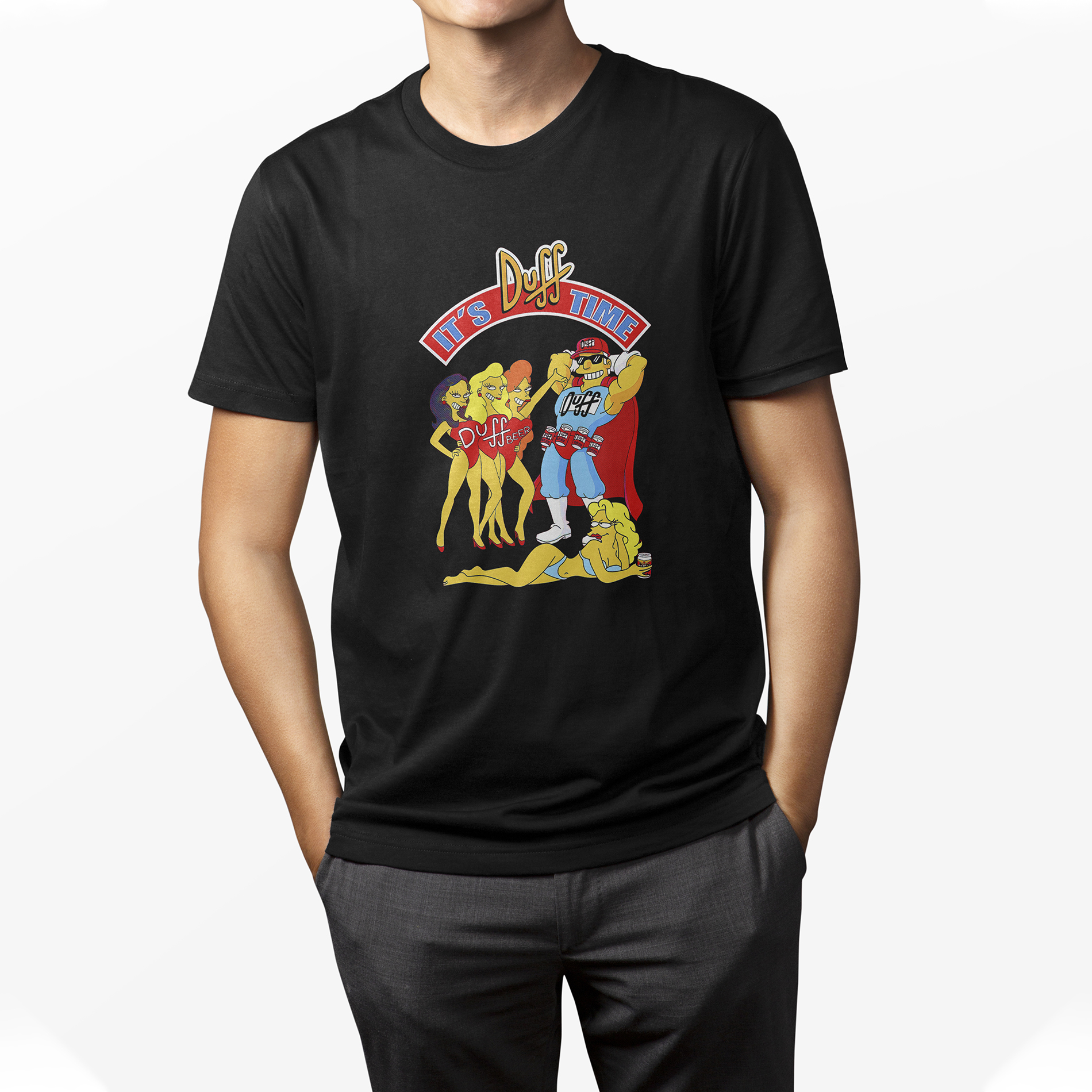 Playera Casual Negra The Simpsons it Duff Time para Hombre