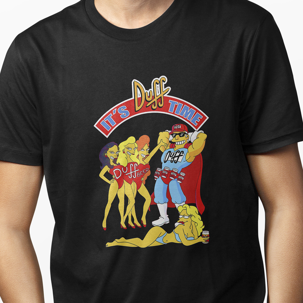 Playera Casual Negra The Simpsons it Duff Time para Hombre