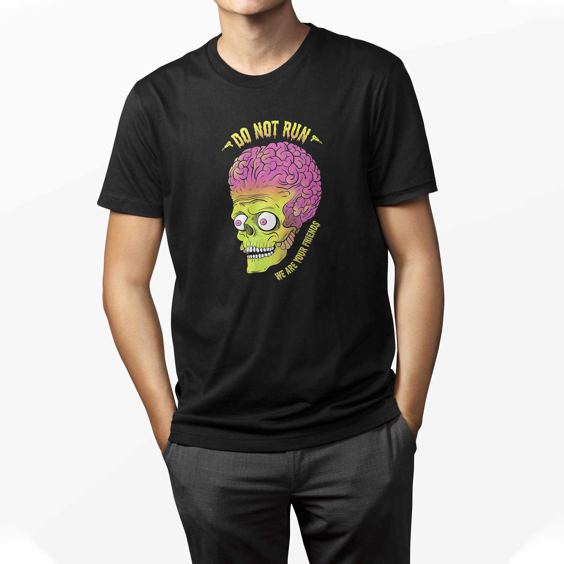 Playera Casual Negra Pelicula Mars Attacks para Hombre