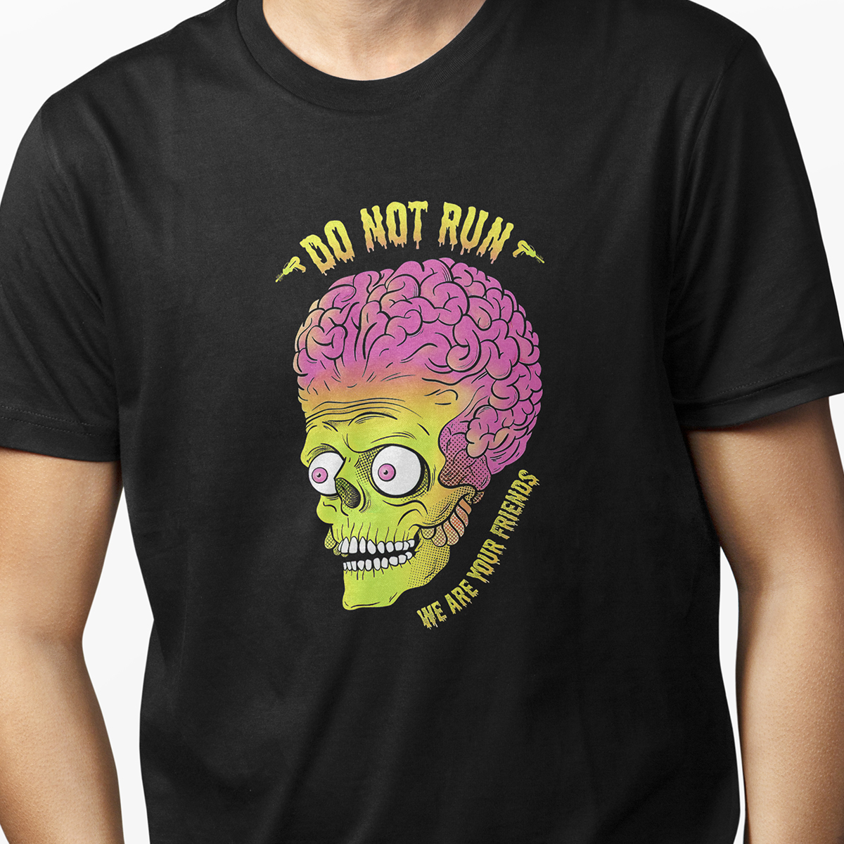 Playera Casual Negra Pelicula Mars Attacks para Hombre