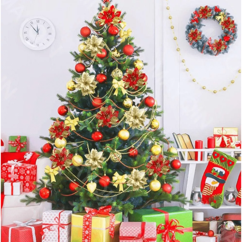 30 Flores Noche Buenas Artificiales Adornos Arbol Navidad