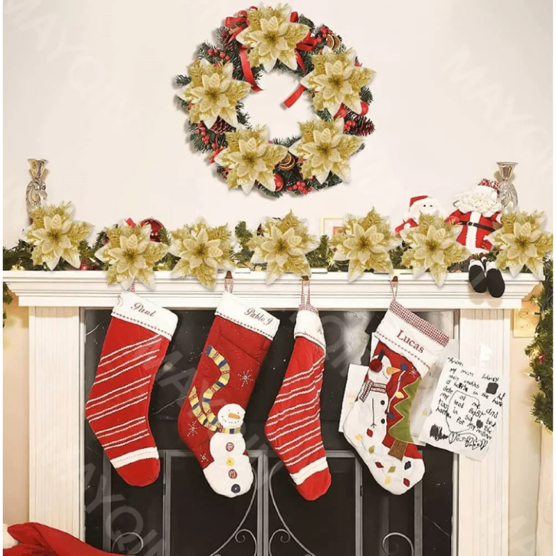 30 Flores Noche Buenas Artificiales Adornos Arbol Navidad