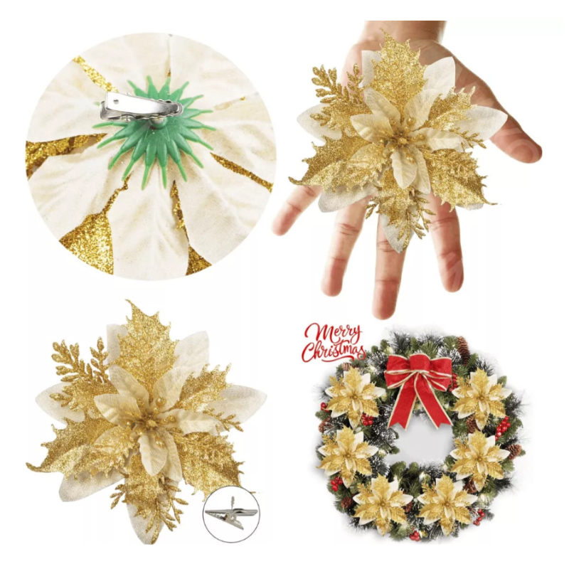 30 Flores Noche Buenas Artificiales Adornos Arbol Navidad