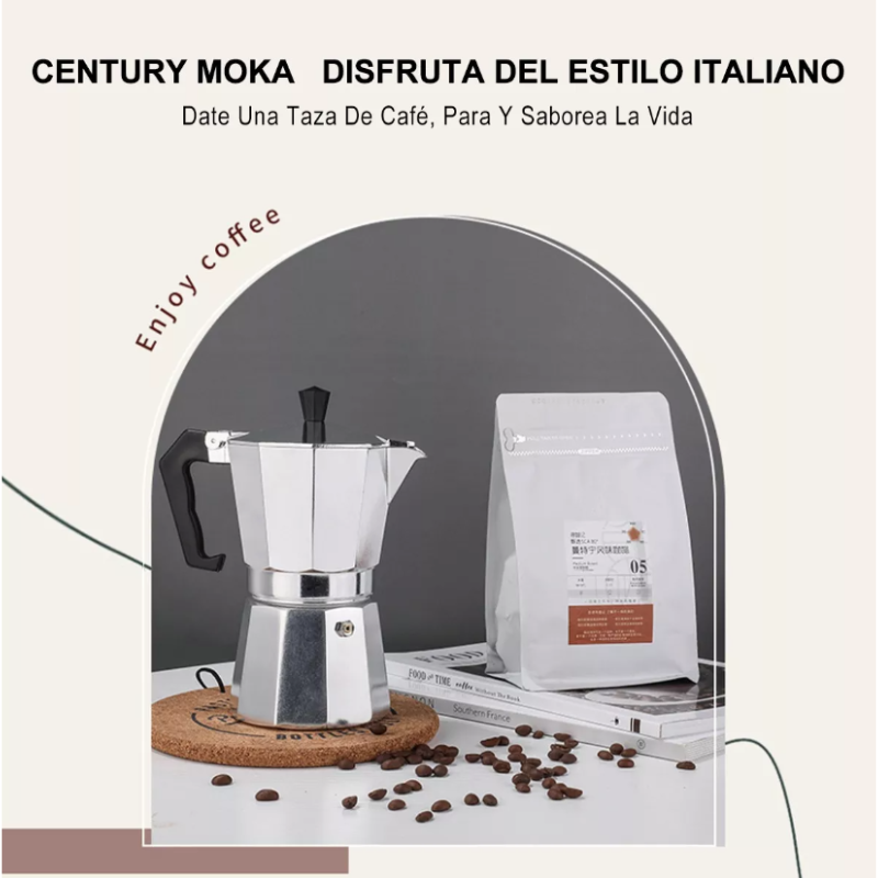 Cafetera Manual Italian Coffee Mocha Aluminio 6 Tazas.