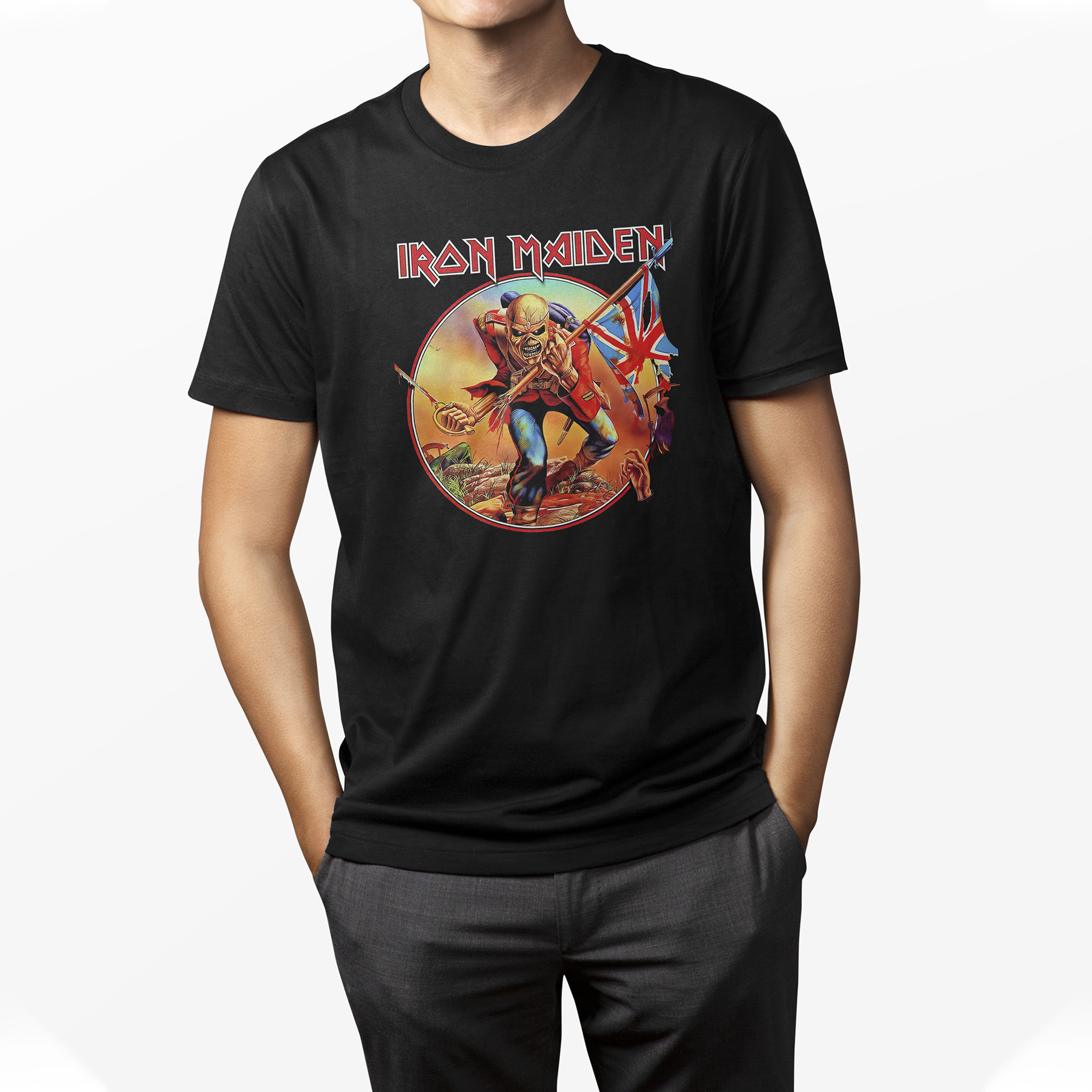 Playera Casual Negra Iron Maiden Rock  Metal para Caballero