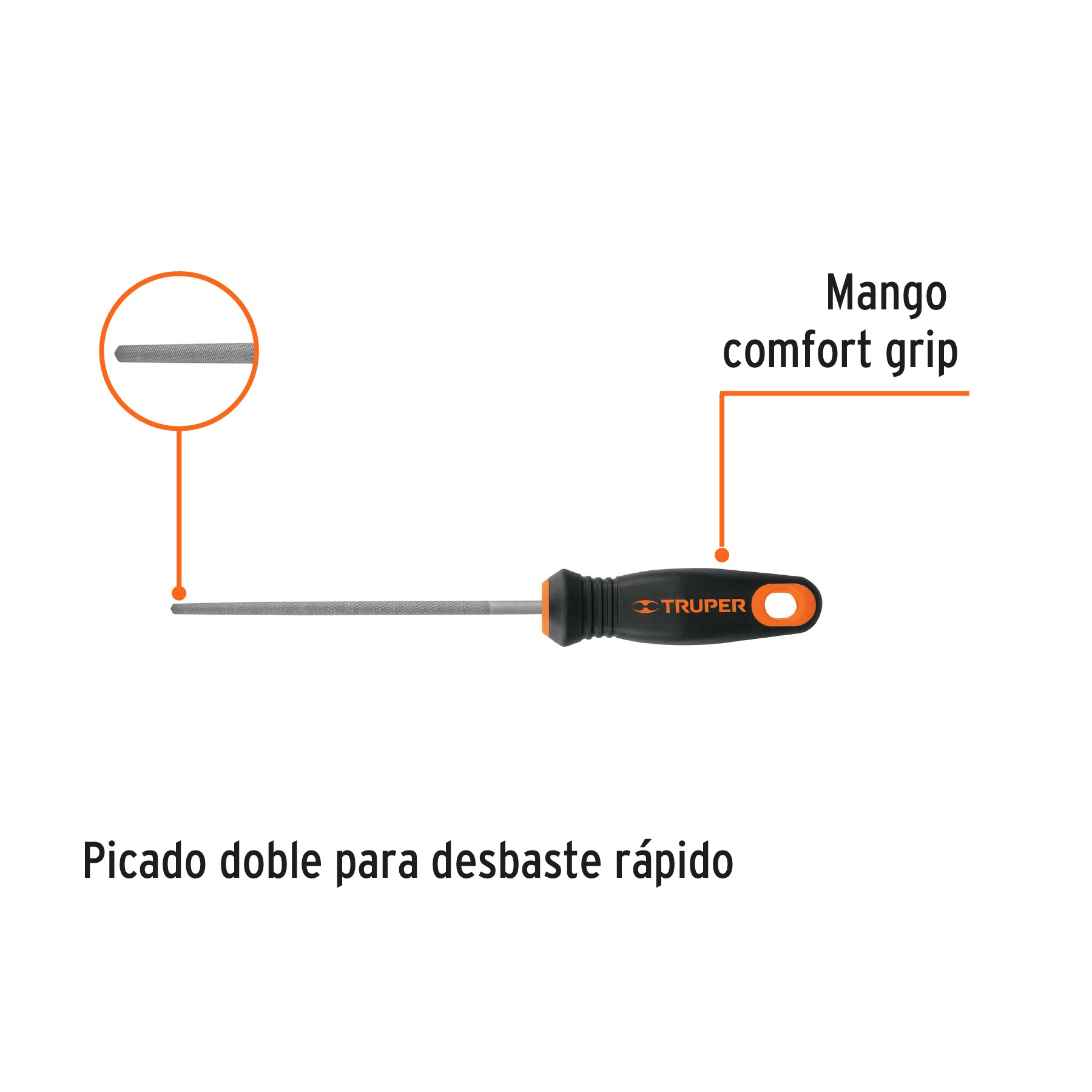 LIMA REDONDA MUZA 6" CON MANGO DOBLE INYECCIÓN, TRUPER 11247